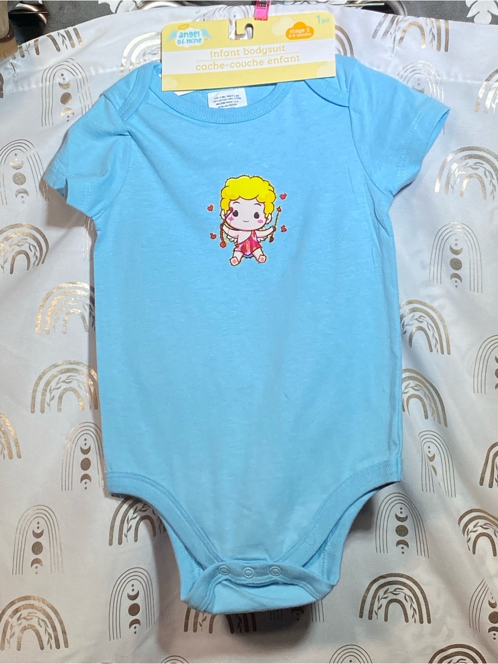 Up Cycled Angel of Mine Baby Girls' Light Blue One-Piece Bodysuit